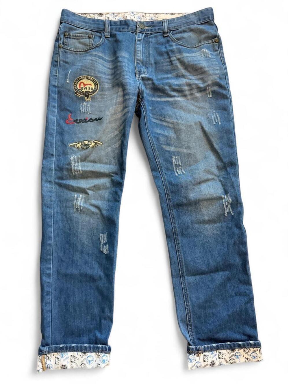 Evisu Men's Blue and Navy Jeans